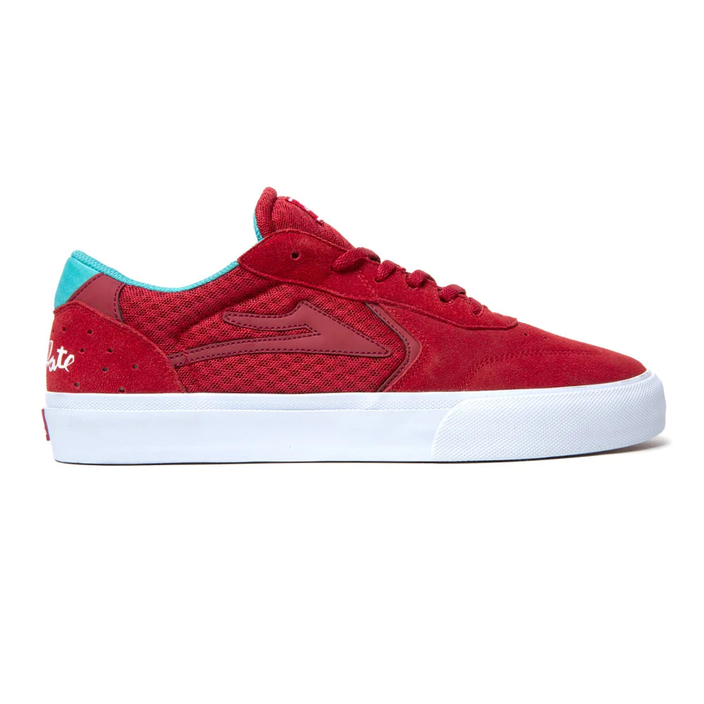 Lakai x Chocolate Atlantic Vulc Skate Shoe in Red Suede