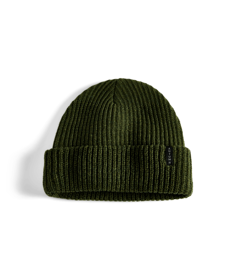 Autumn Wool Ribbed Knit Beanie in Army 2025