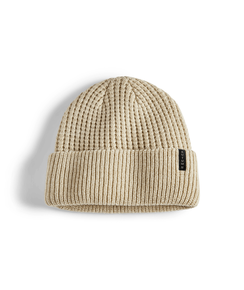 Autumn Wool Thermal Knit Beanie in Sand 2025