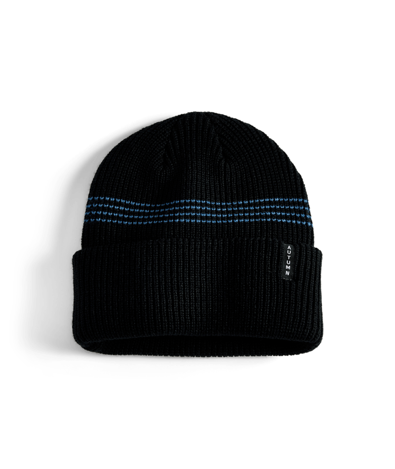 Autumn Select Mini Stripe Beanie in Black and Blue 2025