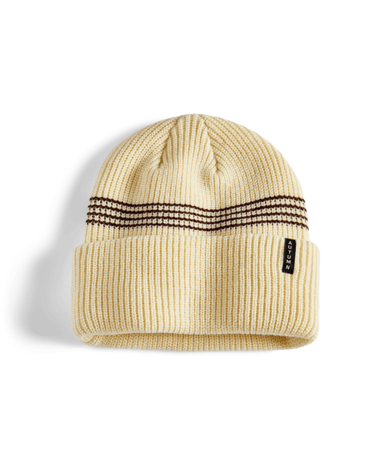 Autumn Select Mini Stripe Beanie in Natural Burgundy 2025