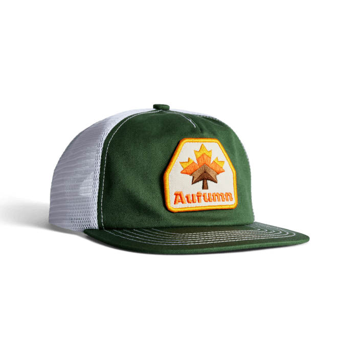 Autumn Patch Trucker Hat in Evergreen 2025