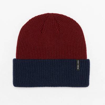 Autumn Blocked Beanie in Burgundy 2024 - M I L O S P O R T