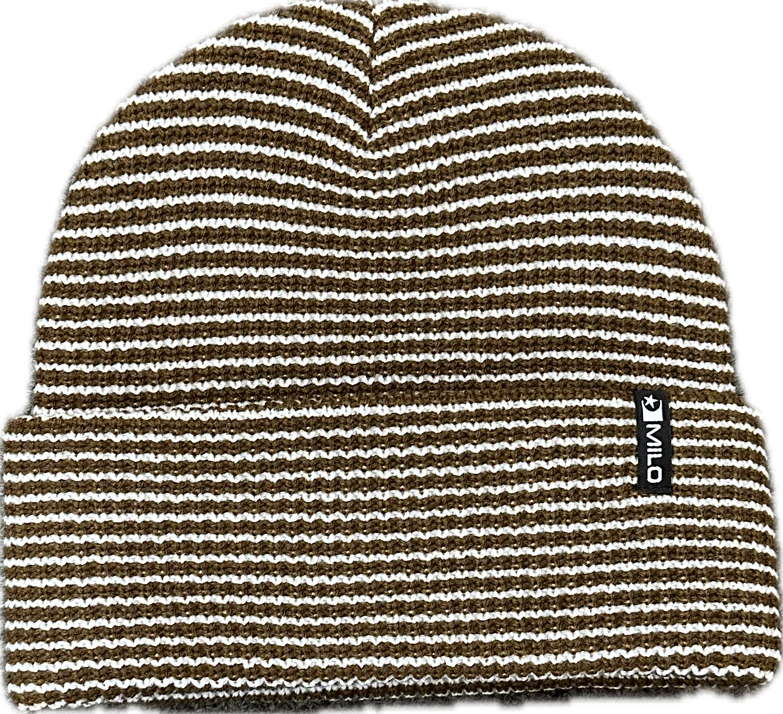 Milo x Autumn Mini Stripe Beanie in Brown and Off White 2025