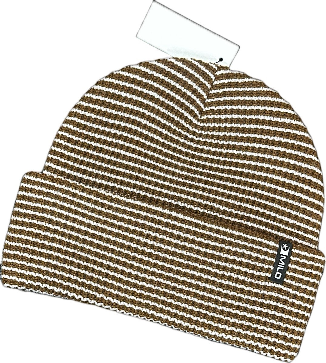 Milo x Autumn Mini Stripe Beanie in Brown and Off White 2025