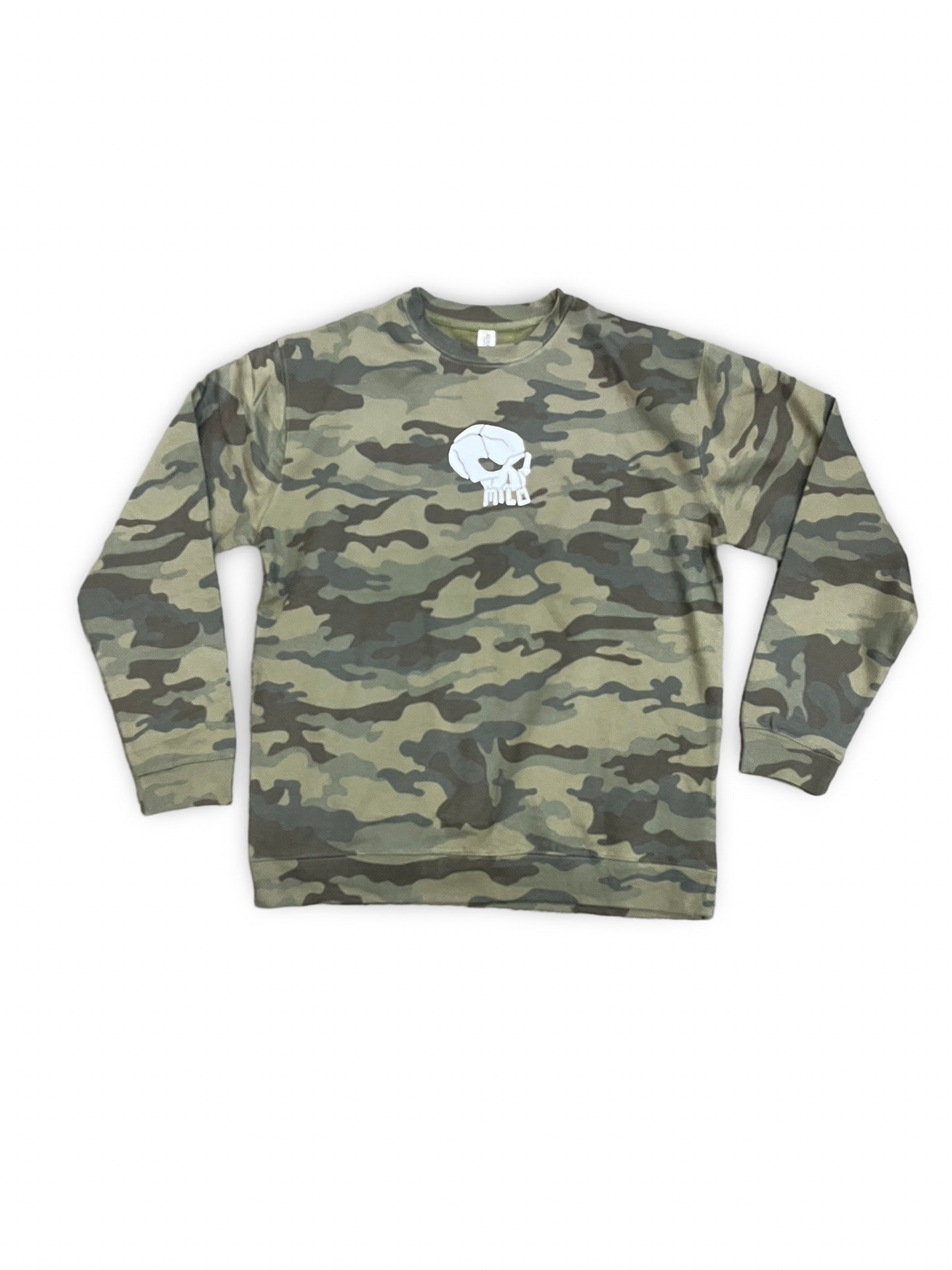 Milosport Block Logo Crew Sweatshirt in Camo Green and White