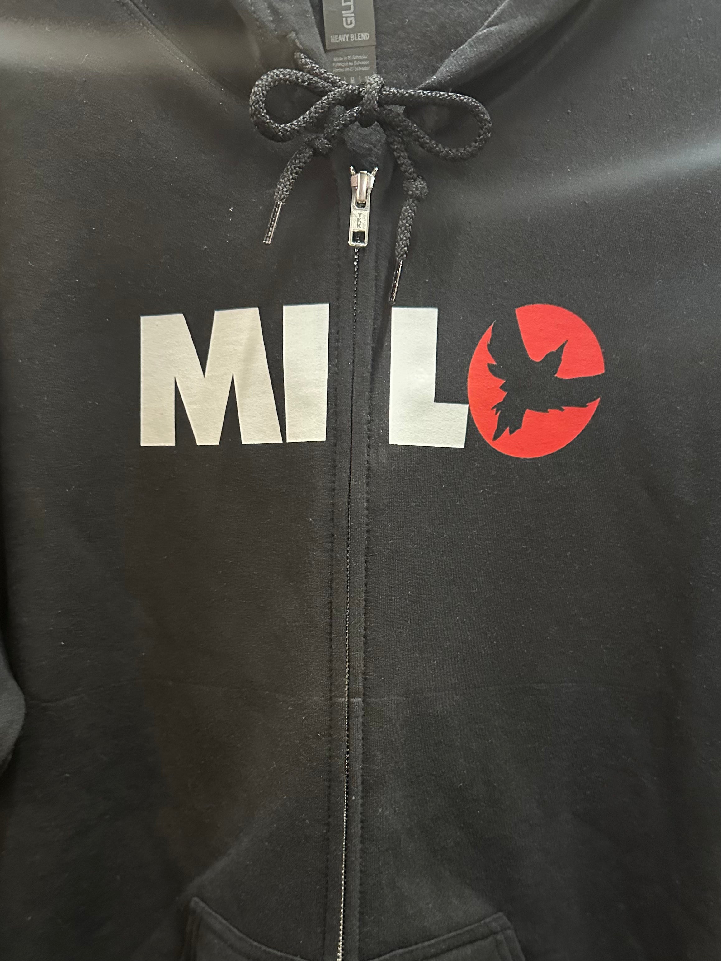 Milosport Block Logo Zip Hooded Sweatshirt in Black