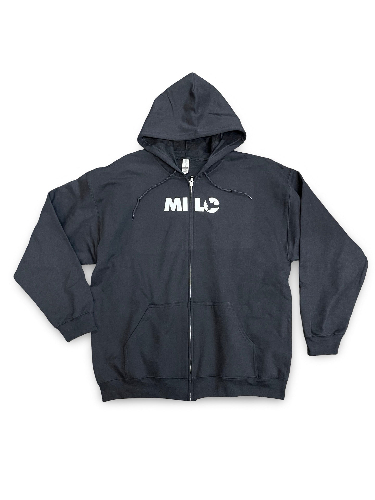 Milosport Block Logo Zip Hooded Sweatshirt in Black and White