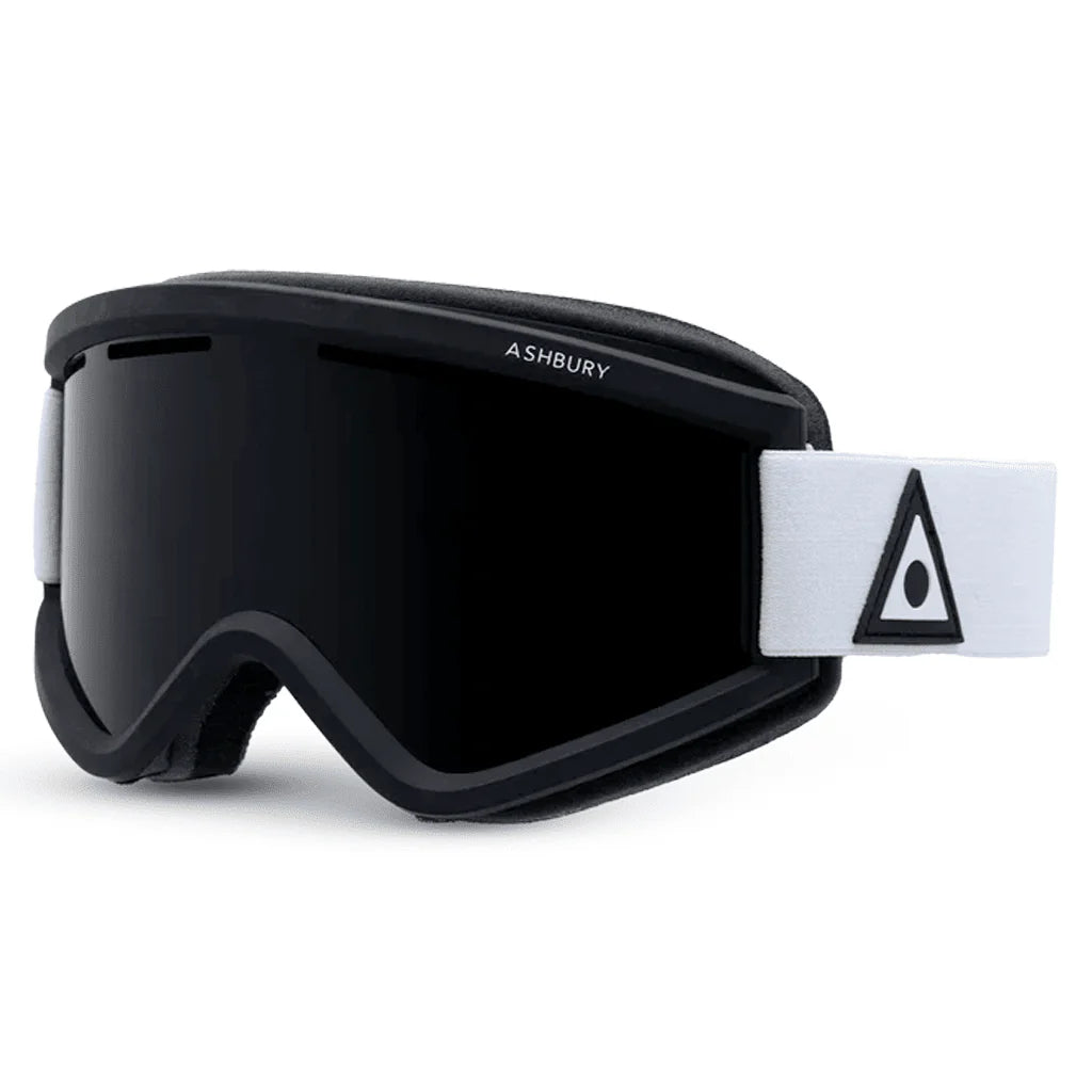 Ashbury Blackbird Snow Goggle with a White Triangle Frame and a Dark Smoke Lens and a Spare Yellow Lens 2025