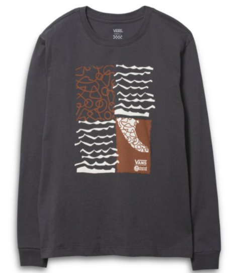 Vans Textured Waves Long Sleeve T Shirt in Asphalt Grey - M I L O S P O R T