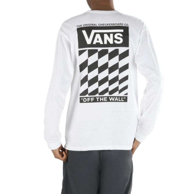 Vans Off the Wall Classic Slanted Long Sleeve Tee in White - M I L O S P O R T